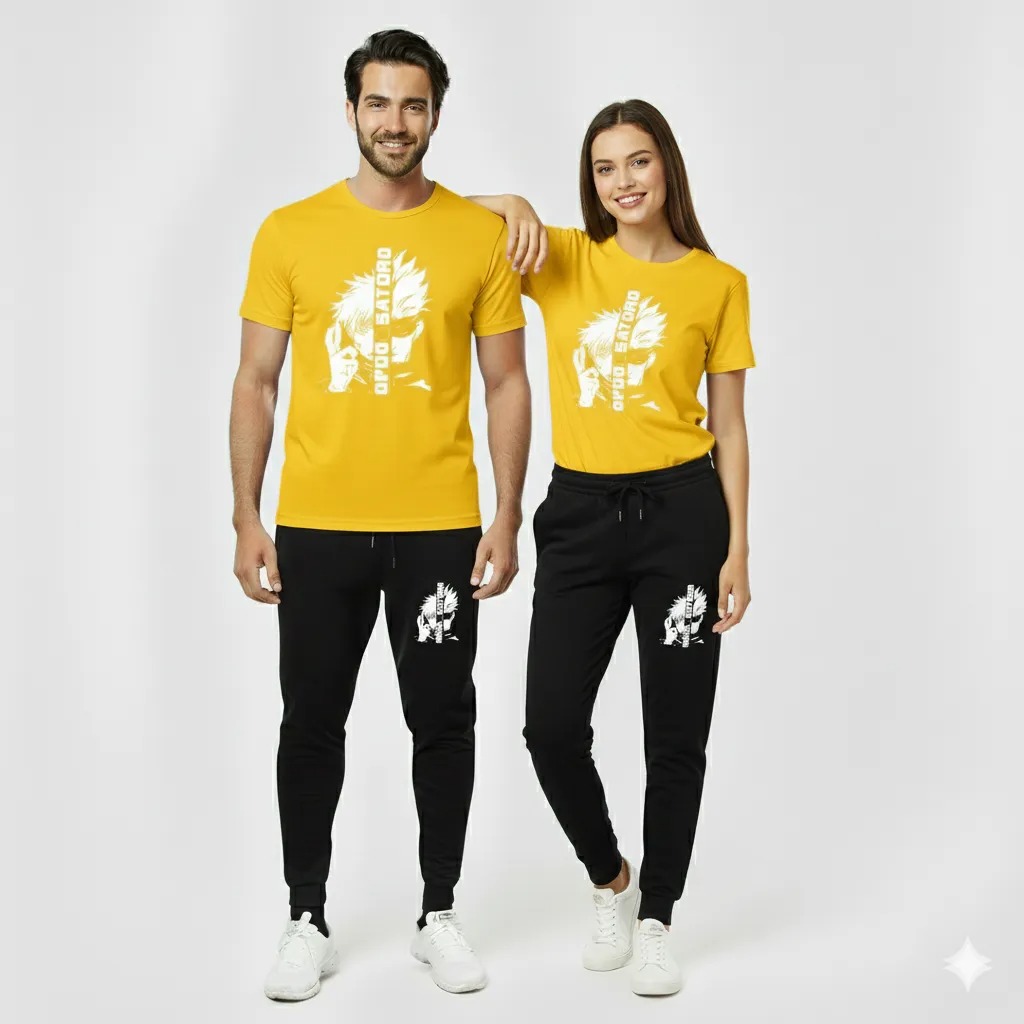 Top Trending Gojo Satoru Anime Printed Tracksuit for Men & Women – Premium Casual T-Shirt & Trouser Set (Random Color) - Image 5