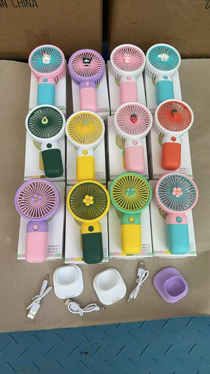 Premium Large Size Portable Handheld Fan – High-Speed USB Rechargeable Cooling Fan with Cute Fruit Design (Random Color & Box) - Image 3