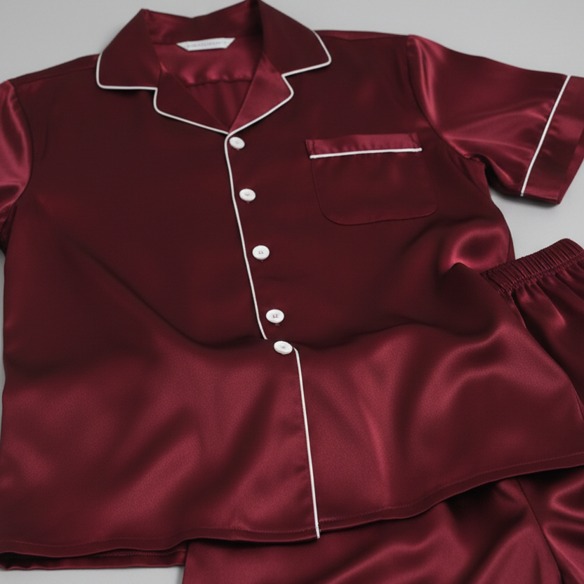 Couple Night Dress / Night Suit / Silk Sleepwear Set – 4-Piece Camisole & Shirt with Shorts | DC-C015 - Image 3