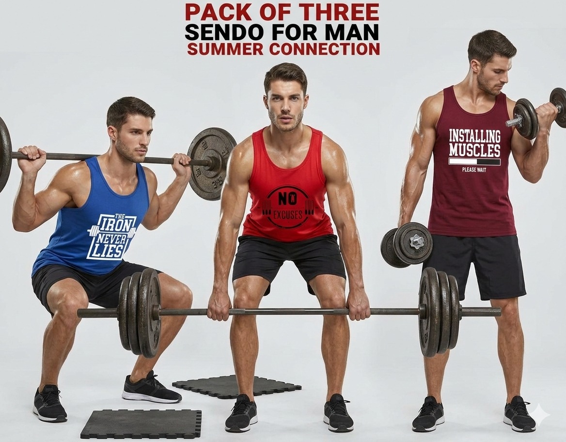 3 PCs of Men's Summer Cotton Sando Vest Sleeveless Tank Top Breathable Soft Lightweight Casual Gym Sports Innerwear Comfortable