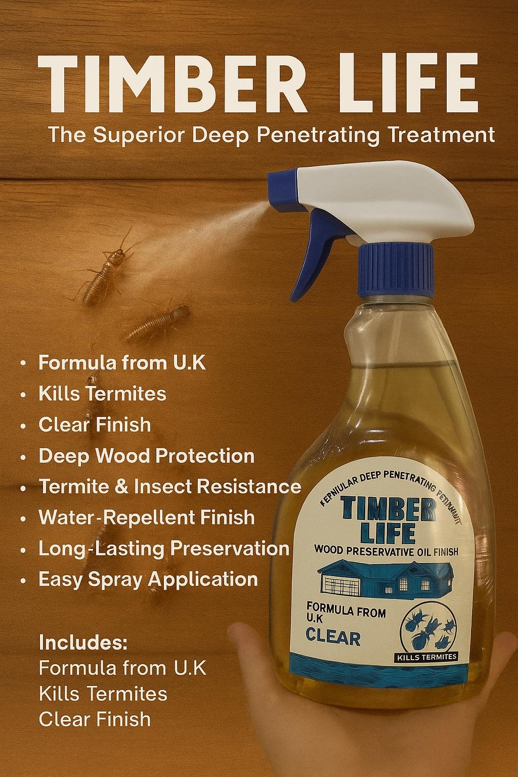 Wood Preservative Spray for Termites | Anti-Termite Protection for Furniture & Wooden Surfaces (500ML) - Image 2