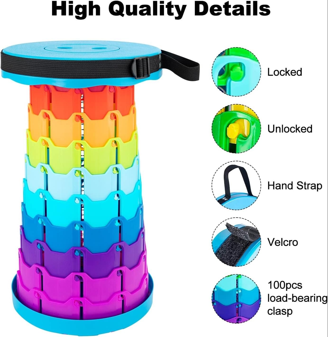 Portable Telescoping Stool, Folding Stool Lightweight & Sturdy, Retractable Telescopic Stool For Gardening, Camping, Travel, Fishing, Hiking And Bbq(Multi Color) - Image 3