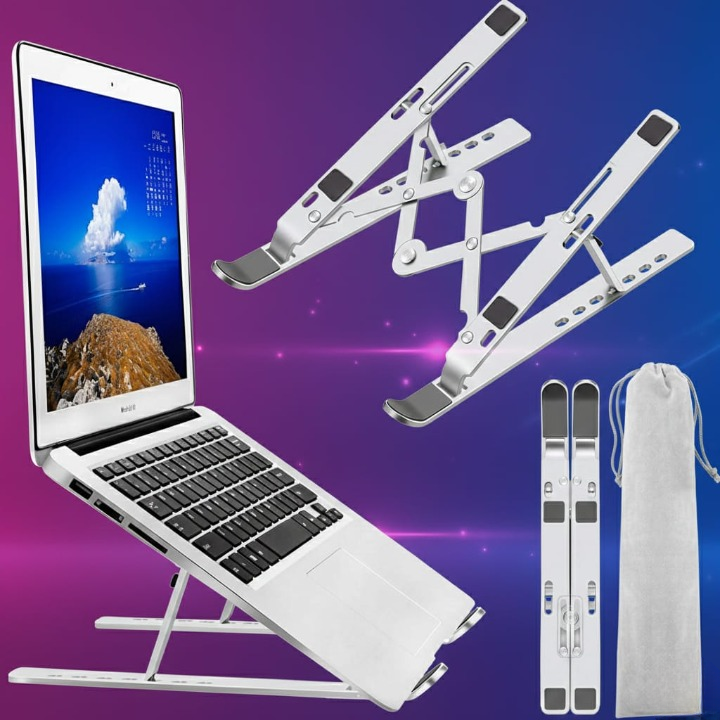 Professional Branded Speed-X 18-Inch Biggest Height Heavy Duty Professional Laptop Stand Aluminium Alloy Creative Adjustable Folding Portable With Pouch Cover And 6 Angles Adjustable - Image 2