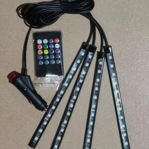 Car Interior LED Atmosphere Light with Remote Control – Multi-Color Music Sync Ambient Strip Lamp (12V)