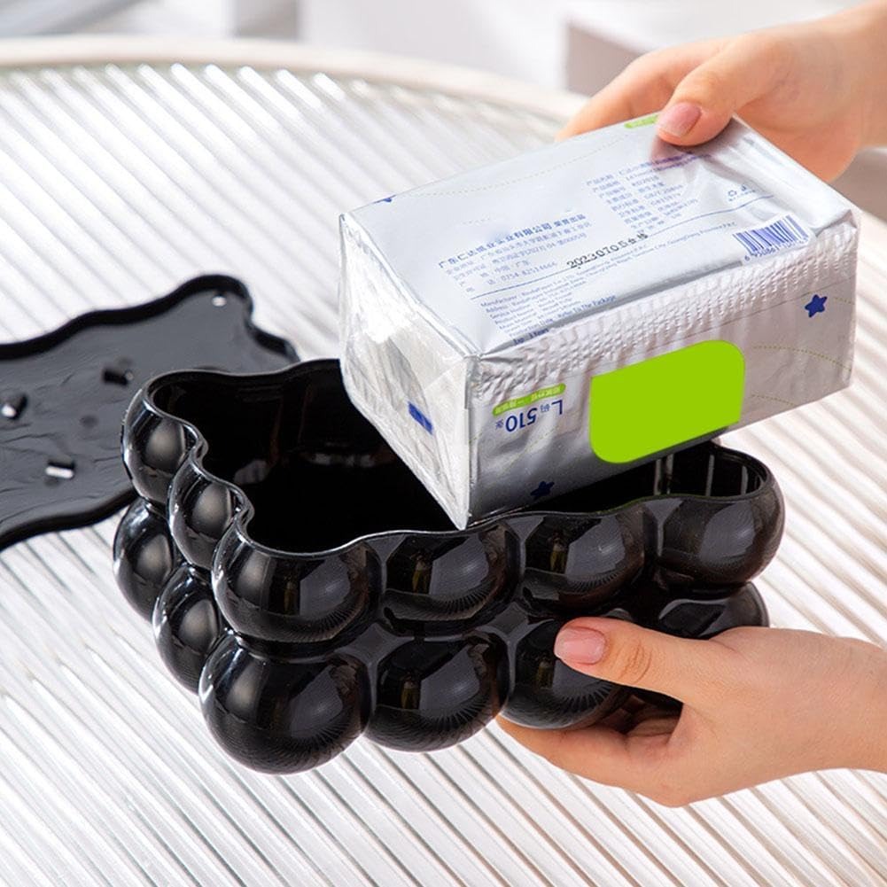 Bubble Shape Tissue Box Holder | Non-Slip Plastic Cover For Stylish Storage | Random Colour - Image 2