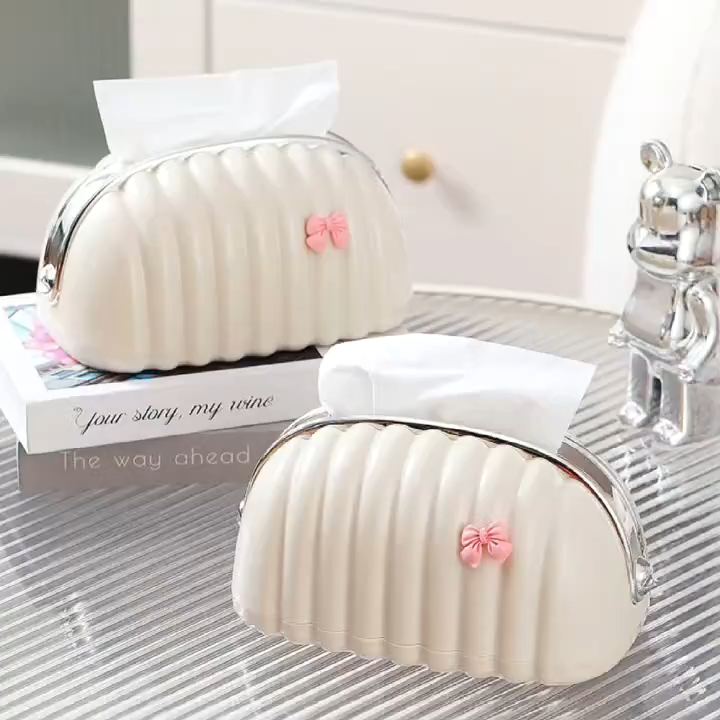 Luxury Shell Shape Tissue Box – Elegant Wave Pattern Paper Napkin Dispenser for Home & Office Decor - Image 3