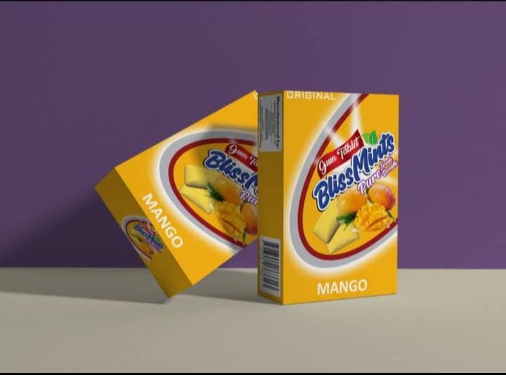 BlissMints Gum Tablets - Assorted Fruit & Spearmint Flavors | 12-Piece Pack for Fresh Breath | Banana, Mango, Strawberry - Image 3