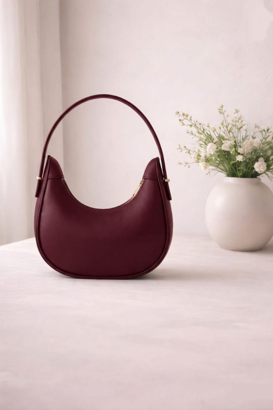 Half Moon Shoulder Bag Minimalist Elegant Handbag for Women - Image 4