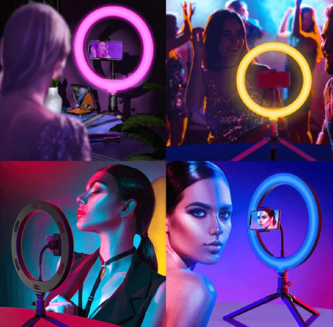 RGB Ringlight 26 CM MJ26 With Mobile Holder Adjustable Lighting For Photography Video Recording Makeup And Live Streaming - Image 3