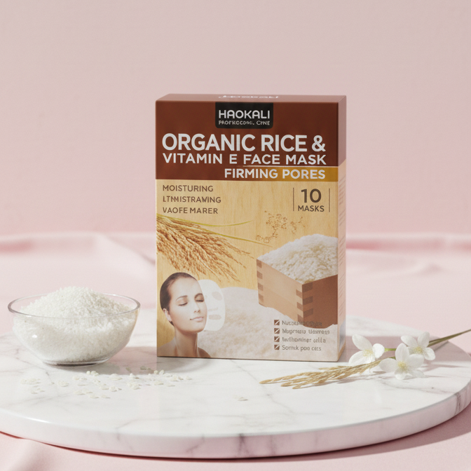 HAOKALI Professional Care Organic Rice & Vitamin E Face Mask - Firming Pores, Nourishing, Moisturizing & Whitening Skin(pack of 10) - Image 3