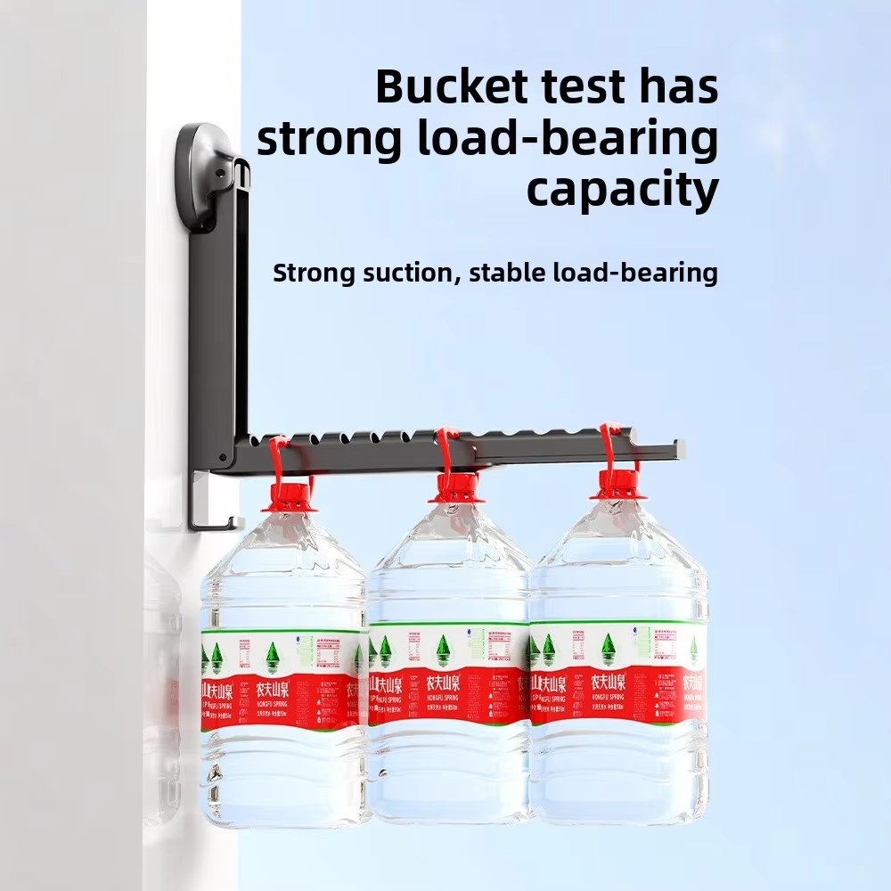Folding Wall Mounted Clothes Drying Rack With Suction Cup Retractable Portable Space Saving Laundry Organizer - Size 13.5Inch (Random Colour) - Image 2