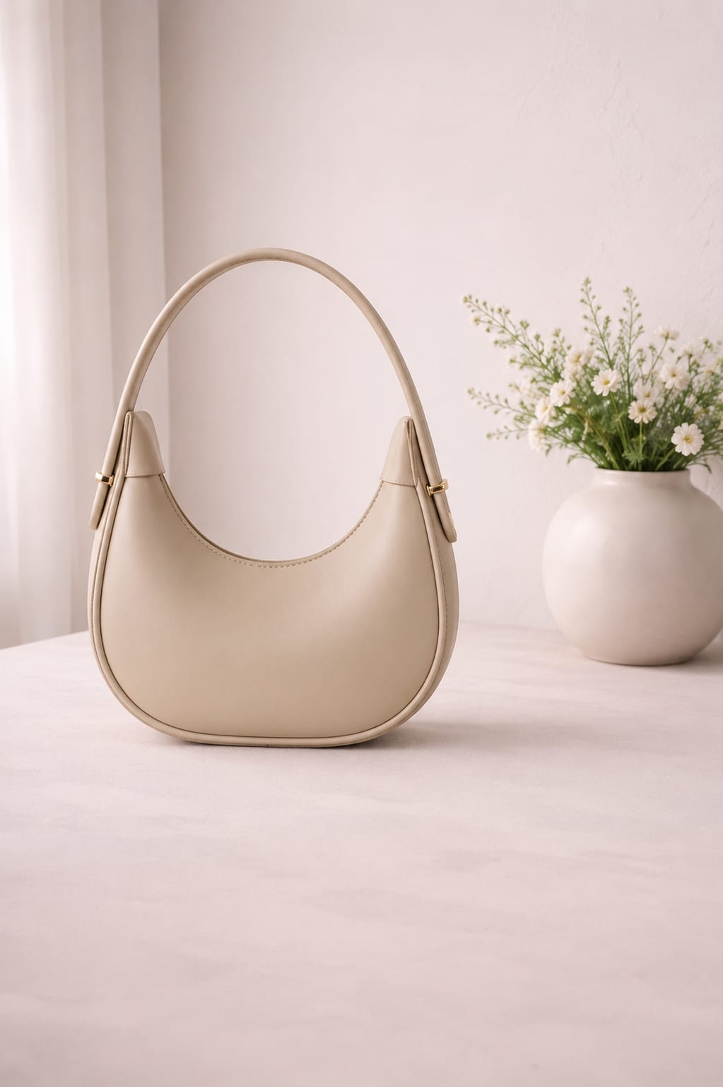 Half Moon Shoulder Bag Minimalist Elegant Handbag for Women - Image 3