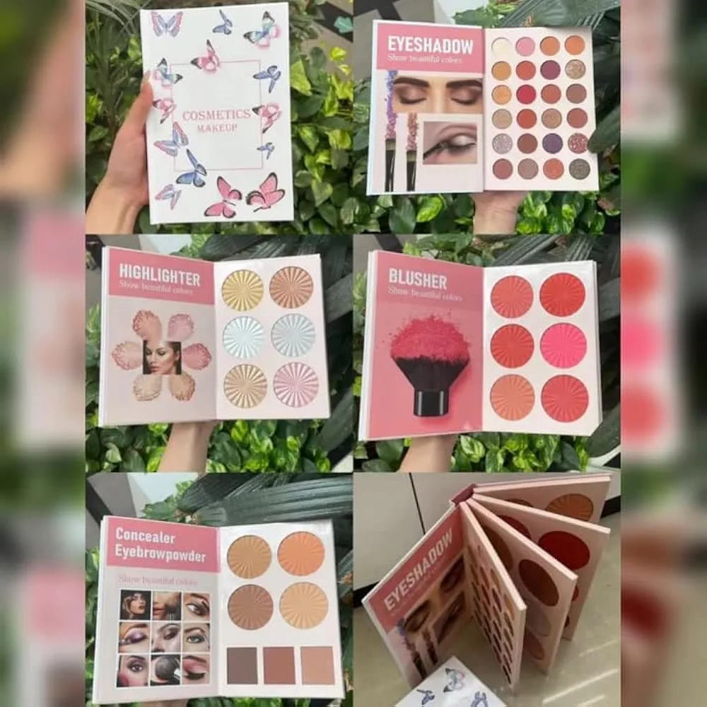 All In One Professional Makeup Palette Book – Complete 4 In 1 Beauty Kit With Highlighters, Contour, Eyeshadow, Blush, And Eyebrow Powders - Image 2