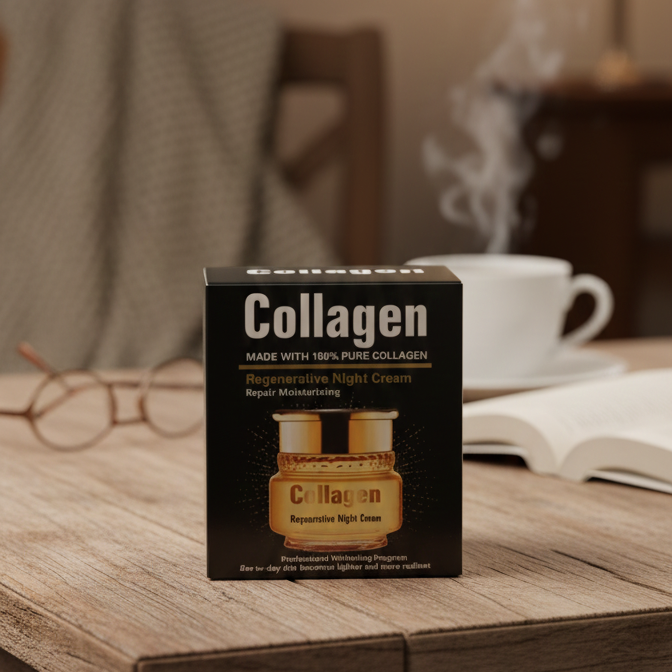 Pure Collagen Regenerative Night Cream - Professional Whitening, Repair & Intense Moisturizing Formula - Image 2