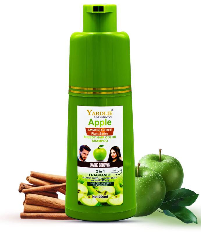 Yardlie Apple Hair Color Shampoo – 2-in-1 Natural Black & Brown Color + Cleanse Formula 400ml – Easy Use for Shiny, Healthy Hair - Image 4