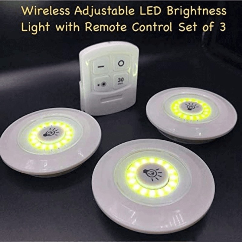 Pack of 3 LED Remote Control Lights – Tap Lights with Self Adhesive for Cabinet, Wardrobe & Kitchen - Image 4