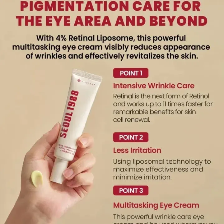 K-SECRET SEOUL 1988 Eye Cream: Retinal Liposome 2% + Fermented Black Bean – Advanced Anti-Aging & Brightening Formula - 30ml - Image 2