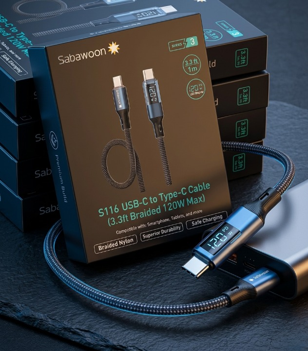 120W Digital Display Fast Charging Cable – Full Original High Speed Braided Charging & Data Cable - Image 3