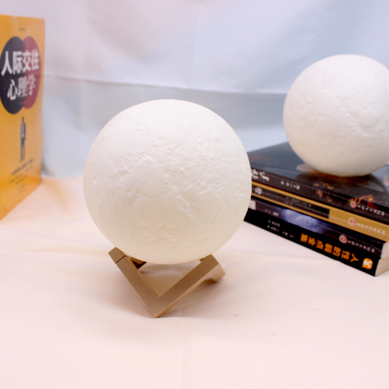 LED Moon Lamp - 3D Printed Lunar Lamp - Battery Powered Colorful - Night Light for Kids - 8 Color (15cm) - Image 2