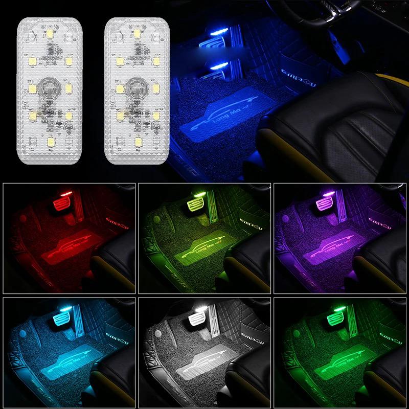 Car LED Lights Interior Magnetic Auto Interior lighting USB Rechargeable Portable LED Lights Car Night Reading Car Ambient Lighting 7 Colors (Random color) - Image 2