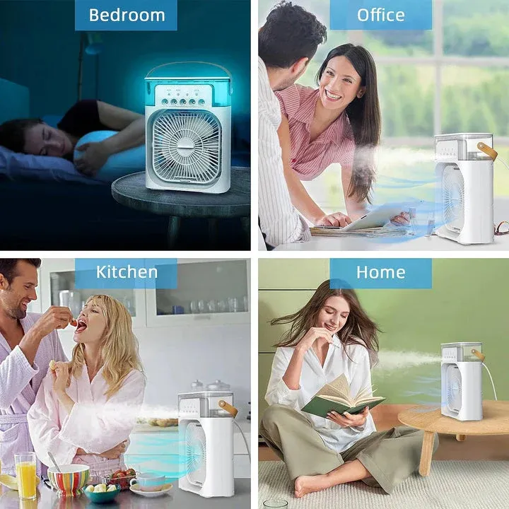 9-Inch Desktop Water Mist Fan – Portable Humidifier Air Cooler with 5-Hole Spray, 3 Speed Modes, and LED Night Light (Not Rechargeable)