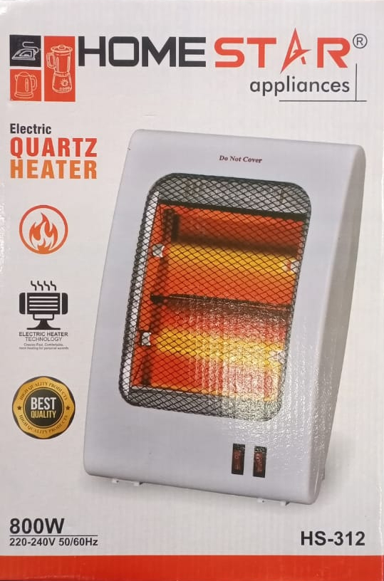 Electric Quartz 800W 2 Rod Electric Heater (HS-312) - Image 2