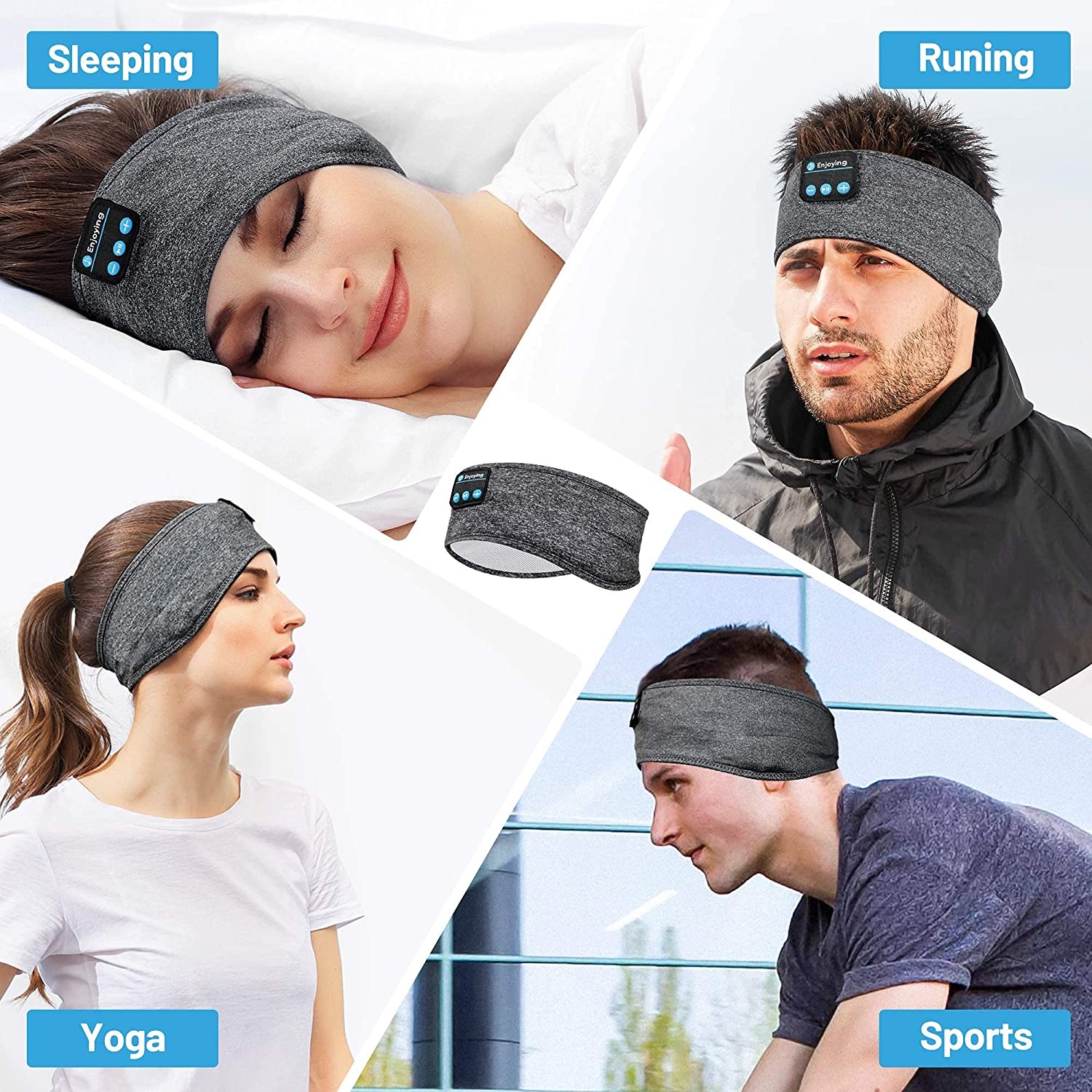 2-in-1 Sports & Sleep Bluetooth Headband – Wireless Music Headphones with Built-in Mic, Elastic Eye Mask for Workout, Travel & Relaxation - Image 2