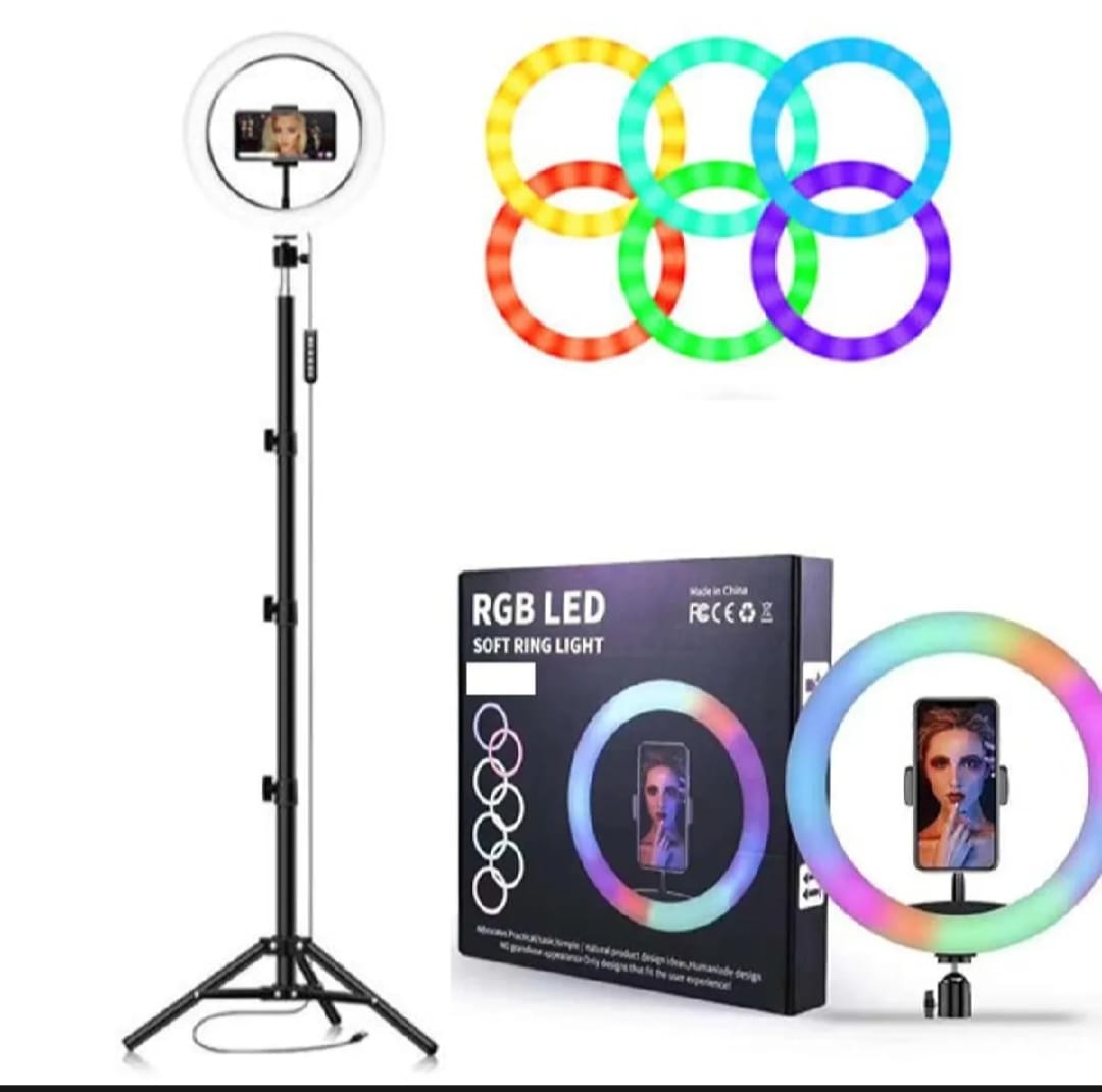 RGB Ringlight 26 CM MJ26 With Mobile Holder Adjustable Lighting For Photography Video Recording Makeup And Live Streaming - Image 2