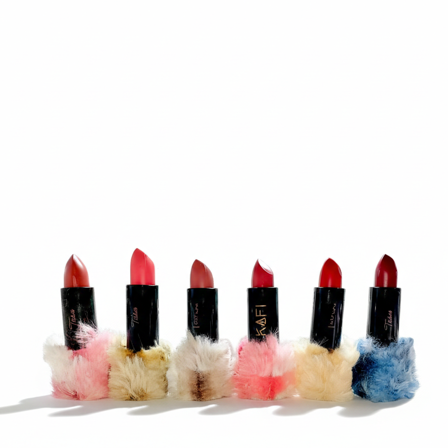 High Pigmented Fur Style Fluffy Lipstick Set 6 Pcs Creamy Multicolor Lipsticks - Image 2