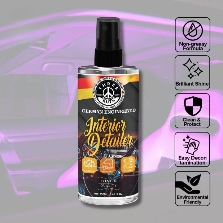 Interior Detailer (Premium Quality) Clean. Refresh. Protect. – All in One Spray | THREE GUYS – German Engineered – 250ml - Image 4