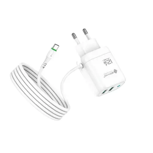 SOVO Flick Series SG-221 12W Fast Charger with Micro & Type-C USB Cable – 2.4A Auto ID Adaptive Charging - Image 4