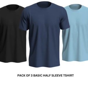 Pack of 3 Premium Half Sleeves Round Neck Plain Color T-Shirts for Men & Boys – Soft Comfortable Fabric