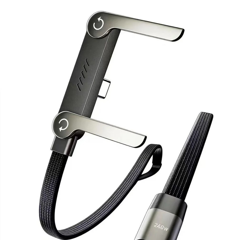 240W Type-C to Type-C Fast Charging Cable with Adjustable Stand – 1.5M PD 3.1 90° Elbow Gaming Cable - Image 3