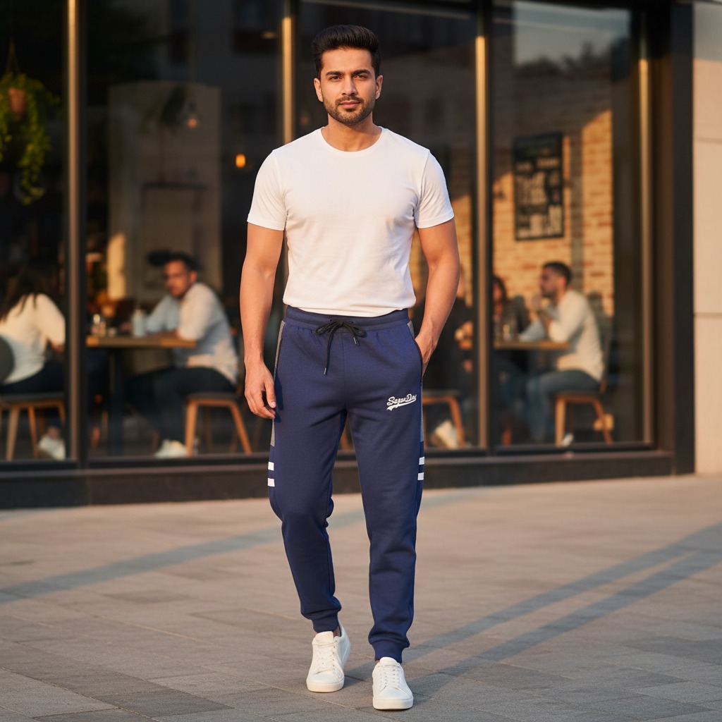 Super Dry Menβs Panel Trousers | Premium French Terry Fabric Joggers | Stylish Contrast Panel Slim-Fit Sweatpants for Gym & Casual Wear - Image 3