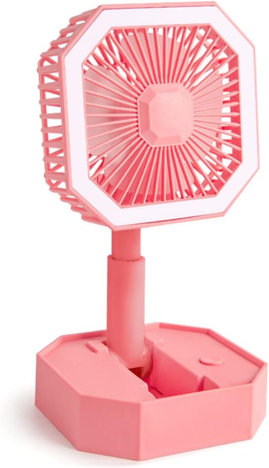 Portable Folding Fan | Desktop Fan Retractable Adjustable Table Cooling Plastic Fan | Summer Outdoor Indoor Work Personal with Night Light (Random Colors) - Image 5