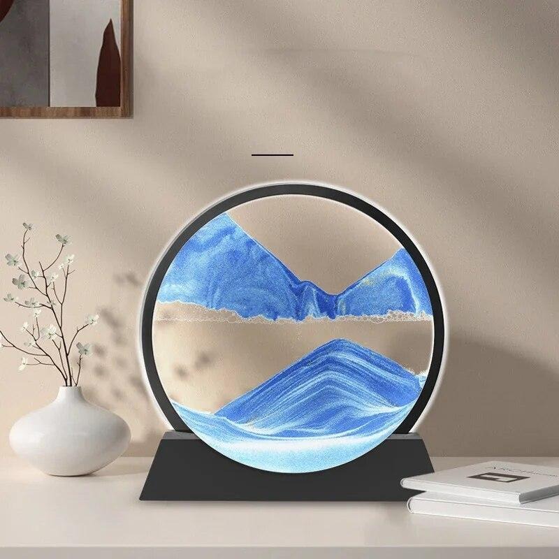 3D Moving Sand Art Lamp With Stand | Sand Lamp For Room & Home Decoration | Sandscapes Frame For Table | Random Colour - Image 4
