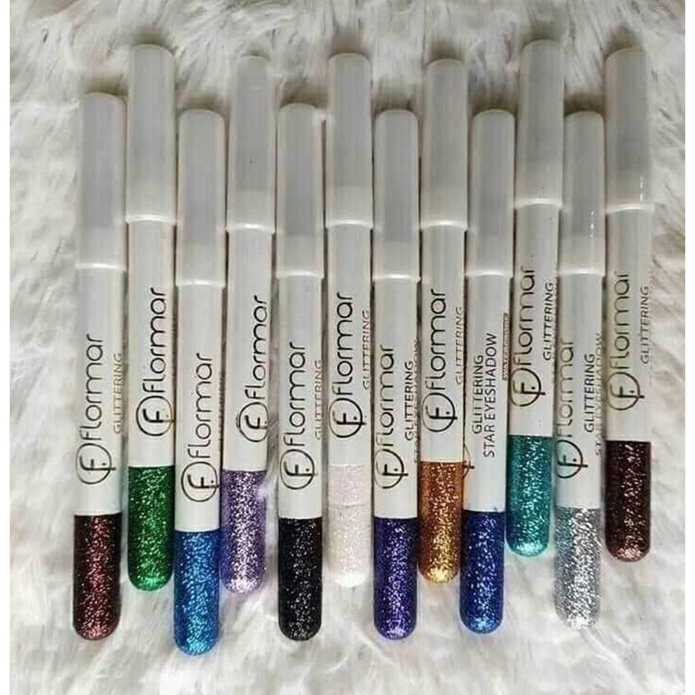 Pack of 12 Flormar Glitter multipurpose pencils Glitter Eyeliner Pencils - Metallic Colors Eyeliners Eyeshadow Pencil Set, Natural Long Lasting (Random Color) - Image 2