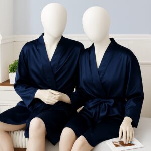 Elegant Silk Couple Gown / Robe Set – Wrap Style with Waist Belt (2 Pcs) |  DC-C008