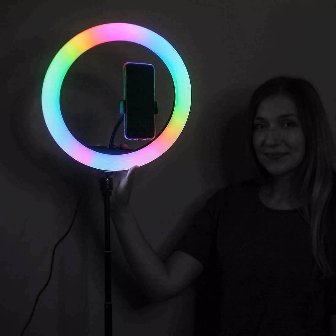 RGB Ringlight 26 CM MJ26 With Mobile Holder Adjustable Lighting For Photography Video Recording Makeup And Live Streaming - Image 5