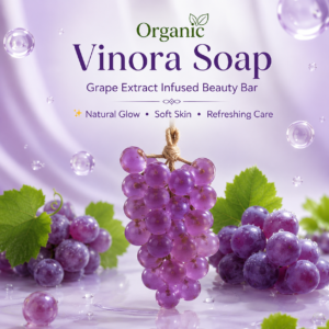 Instant Glow Organic Vinora Grapes Soap ��� Grape Extract Beauty Bar for Glowing, Soft & Hydrated Skin | Antioxidant-Rich Handmade Soap for Face & Body