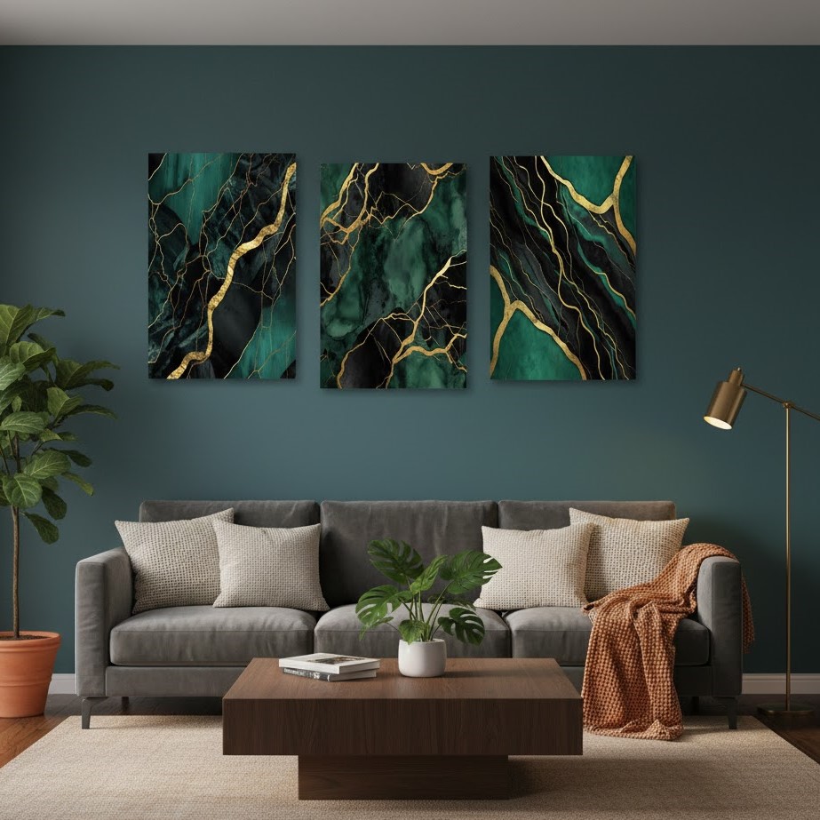 3 Pc Marble Design Phototiles Wall Art Set | Elegant Self‑Adhesive | Premium Smooth Finish | Size 8x11 - Image 2