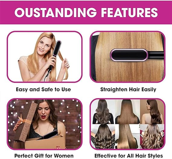 Hair Straightening Comb/Brush, Curling Comb Dual-Purpose Hair Straightener Styling Comb, Splint Does Not Damage The Inner Buckle for Professional Salon at Home (Random colors) - Image 4