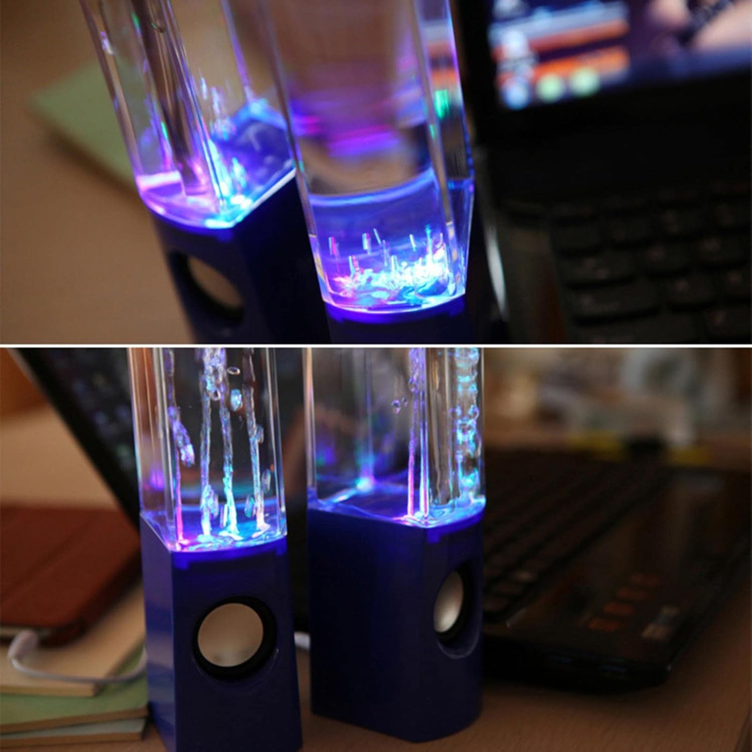 Water Dancing LED Speakers – Colorful Fountain Music Speaker with 3D Sound | USB Powered Portable Desktop Speaker (Random Color) - Image 2