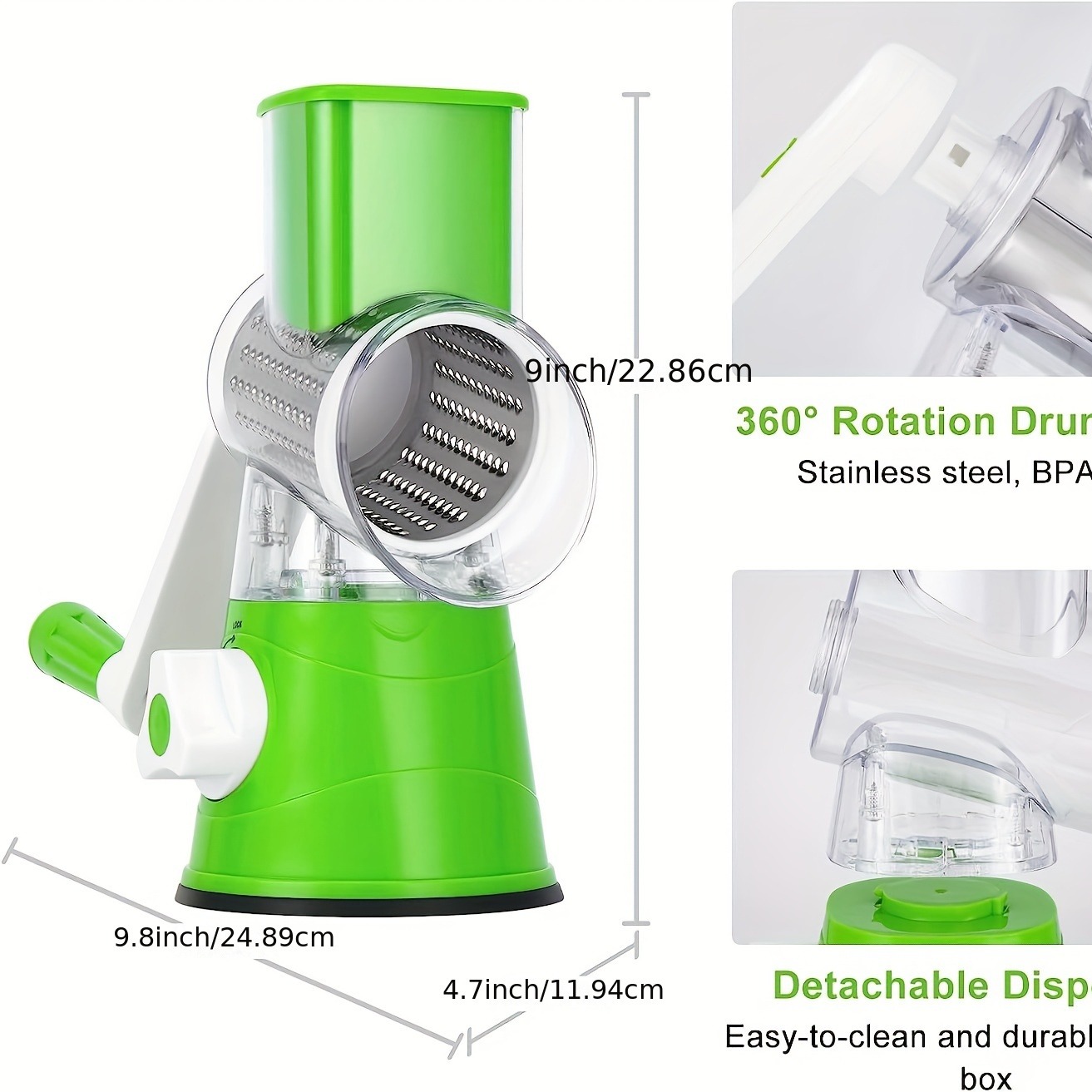 Manual 3βinβ1 Vegetable Cutter & Drum Grater | Round Slicer | Multifunctional Kitchen Gadget - Image 2