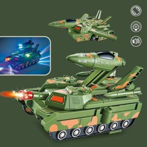2‑in‑1 Military Aircraft & Tank Toy | Transformable Fighter Jet & Tank | Durable & Safe for Kids (random colour)