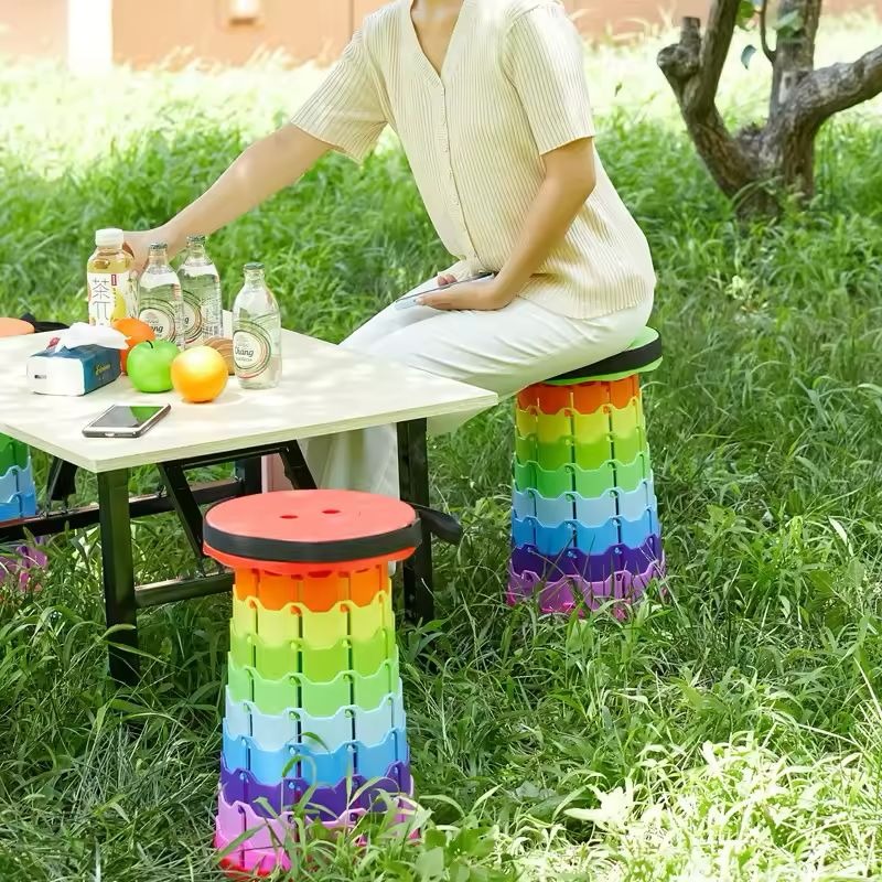 Portable Telescoping Stool, Folding Stool Lightweight & Sturdy, Retractable Telescopic Stool For Gardening, Camping, Travel, Fishing, Hiking And Bbq(Multi Color)