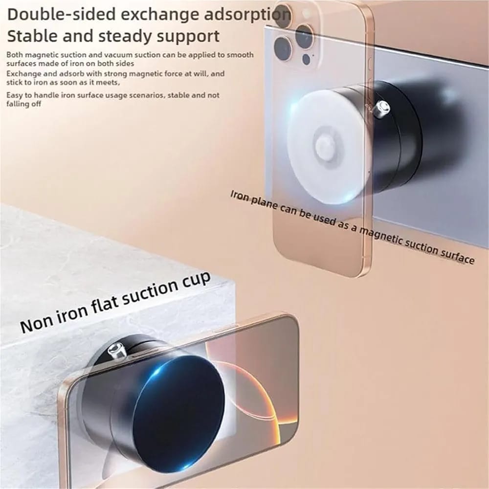Double-Sided Vacuum Magnetic Phone Holder ��� Adjustable Foldable Rotating Suction Mount (Black) - Image 5