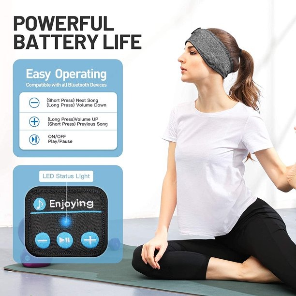 2-in-1 Sports & Sleep Bluetooth Headband – Wireless Music Headphones with Built-in Mic, Elastic Eye Mask for Workout, Travel & Relaxation - Image 4