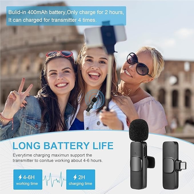 WIRELESS MIC K9 Single Microphone Mic Plug & Play USB Type C Plug Wireless Lavalier Microphone - Image 3