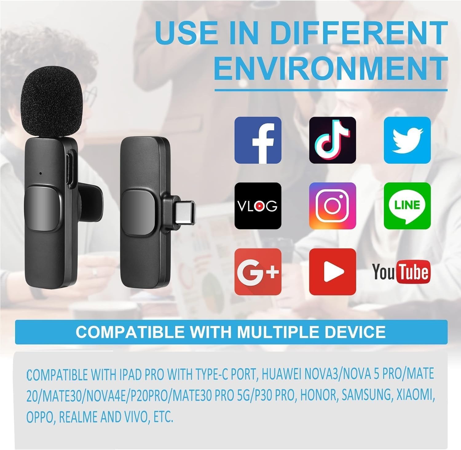 WIRELESS MIC K9 Single Microphone Mic Plug & Play USB Type C Plug Wireless Lavalier Microphone - Image 5